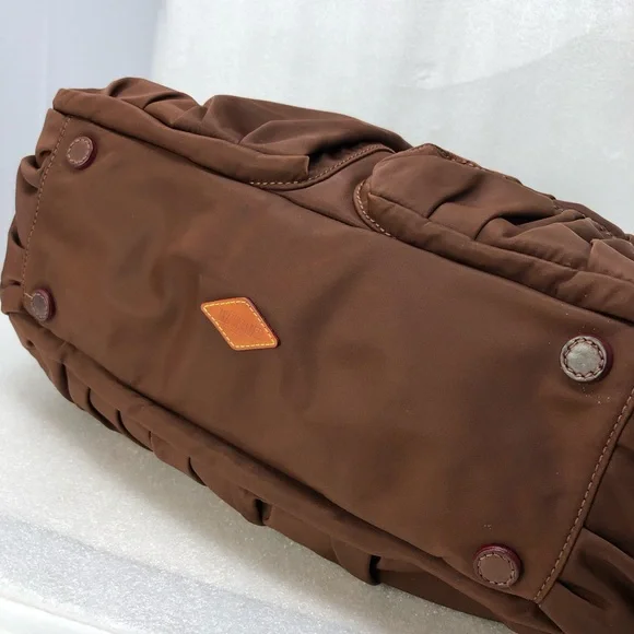 MZ WALLACE Kate Bag Large Brown and Rose Gold Shoulder Crossbody Nylon & Leather